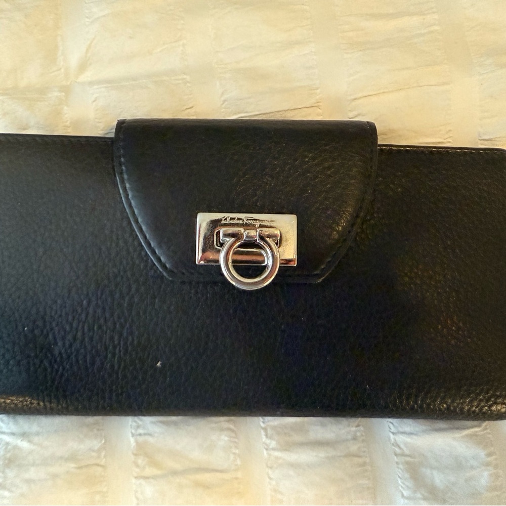 Salvatore Ferragamo Black Leather Wallet
